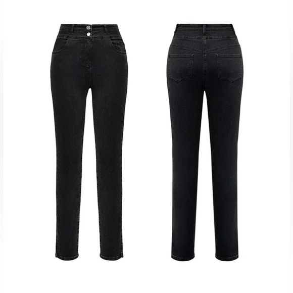 EP Yaying Designer Chinese Black High Waisted Straight Skinny Jeans 3 160/68A - Picture 3 of 11